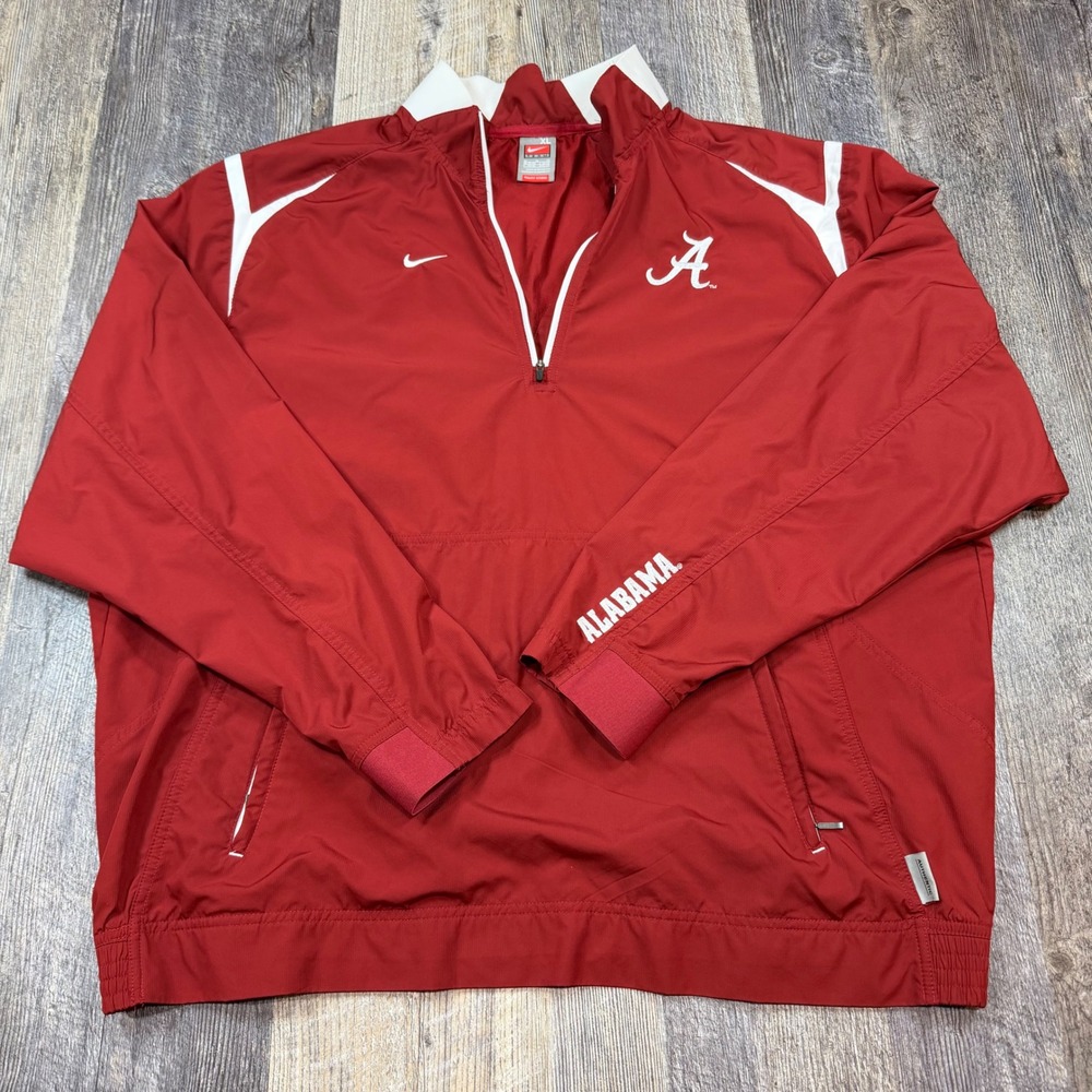 Vintage Nike Fit Storm Alabama Crimson Tide 1/4 Zip Windbreaker Red Mens XL Y2K